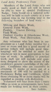 Information on Proficiency Tests in the September 1943 Edition of The Land Girl (page 6)