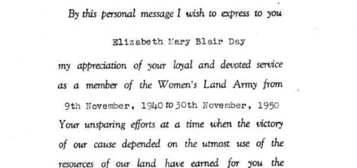 WLA-Congratulatory-letter-from-WLA-Patron-Queen-Elizabeth-consort-of-King-George-VI-to-long-service-land-girl-30-Nov-1950