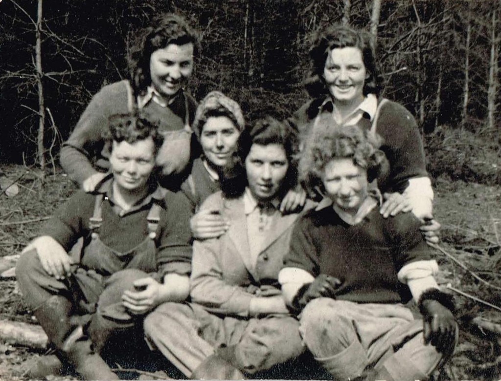 Lumber Jills (aka members of the Women's Timber Corps) at Culford Camp. Margaret Elizabeth Sutherland (nee Coldwell) at Culford Camp, Suffolk