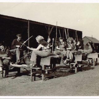 Lumber Jills (aka members of the Women's Timber Corps) at Culford Camp. Margaret Elizabeth Sutherland (nee Coldwell) at Culford Camp, Suffolk