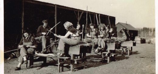 Lumber Jills (aka members of the Women's Timber Corps) at Culford Camp. Margaret Elizabeth Sutherland (nee Coldwell) at Culford Camp, Suffolk