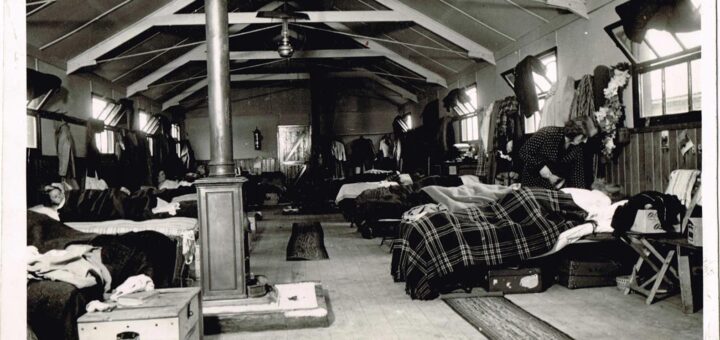 Accommodation at Culford Camp, Suffolk. Margaret Elizabeth Sutherland (nee Coldwell) at Culford Camp, Suffolk