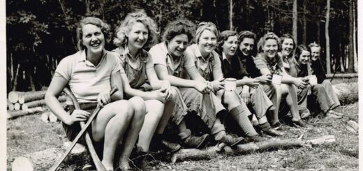 Lumber Jills (aka members of the Women's Timber Corps) at Culford Camp. Margaret Elizabeth Sutherland (nee Coldwell) at Culford Camp, Suffolk