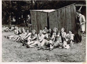 Lumber Jills (aka members of the Women's Timber Corps) at Culford Camp. Margaret Elizabeth Sutherland (nee Coldwell) at Culford Camp, Suffolk