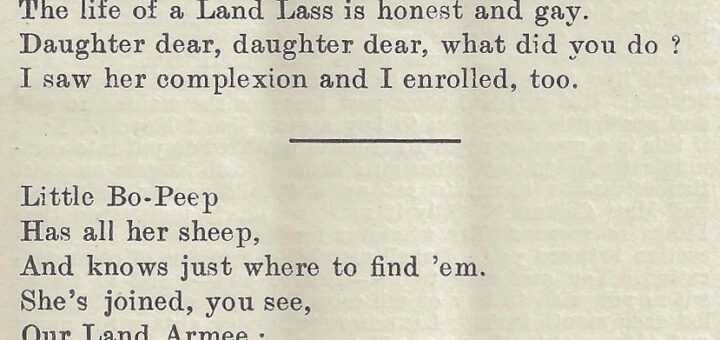 Nursery rhymes for the next generation.... Source: The Landswoman, August 1918, page 171.