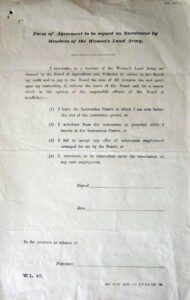 WW1 WLA Enrolment form W.L. 47 c1917