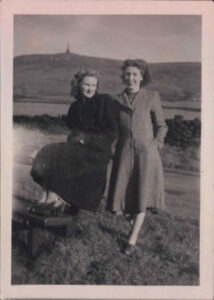 Land girl & Joan Birchall, somewhere in England