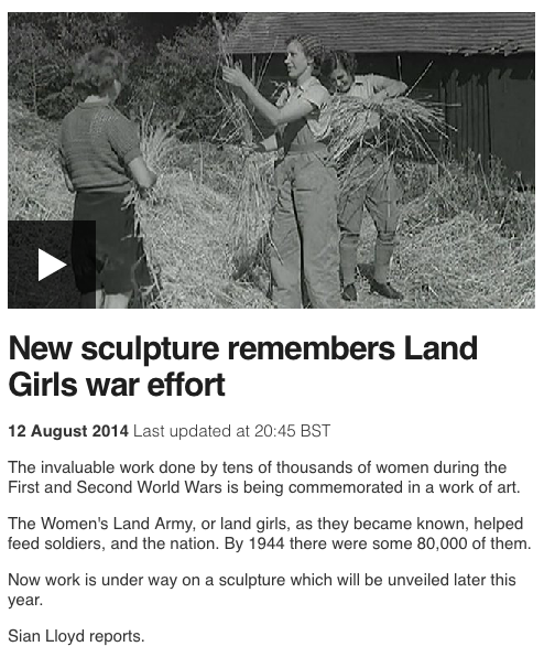 New sculpture remembers Land Girls war effort