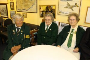 Stella Masters, Olive French and Evelyn Light at the Romney Marsh Wartime Collection museum, Brenzett, for the annual Women's Land Army Reunion, 17 August 2014.