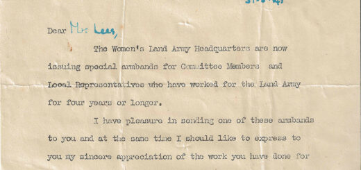 Committee Member Award Letter, 31st August 1945 Source: The late Shropshire historian Rachel Brenda Lees