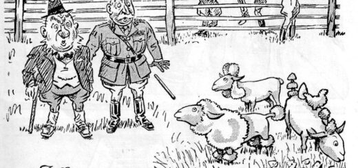 "Funny the different kinds of jobs these land girls had..." Cartoon. Source: Laughs Around The Land Courtesy of Stuart Antrobus