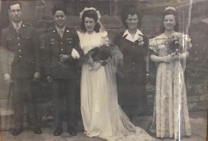 Monica Worboys, a Bedfordshire land girl, married American GI, Russell 'Hoots' Hooton, in 1945 and moved to the USA with her husband. She was one of 143 young women who married men from just this one American airfield at the end of the Second World War. This dress was donated to the 306 Bomb Group Museum, Thurleigh Airfield, Bedfordshire by the Hooton family.