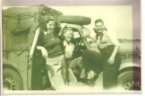 Betty Dugdale in Women's Land Army truck with friends