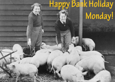 Land Girls Working Feeding Pigs on a Farm During World War II Robert Hunt Bank Holiday Courtesy of Stuart Antrobus