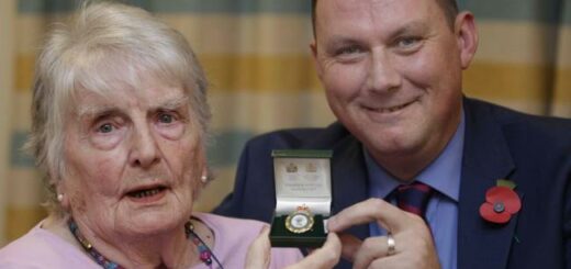 Nellie Harris with Royal British Legion representative Steve Arundell