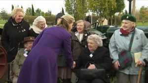 Mary Malpass (in the black coat), shaking hands with Sophie, the Countess of Wessex GCVO