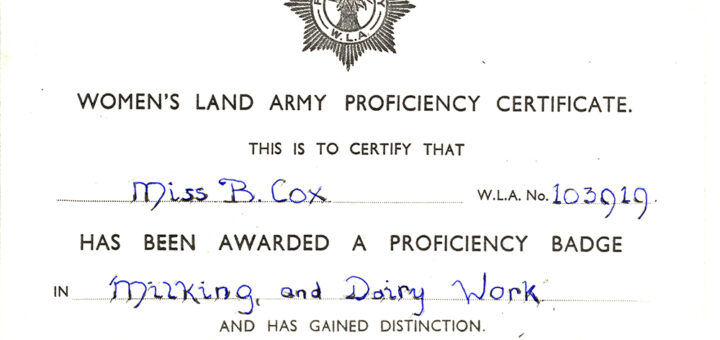 WLA Proficiency Certificate for B Cox, March 1945