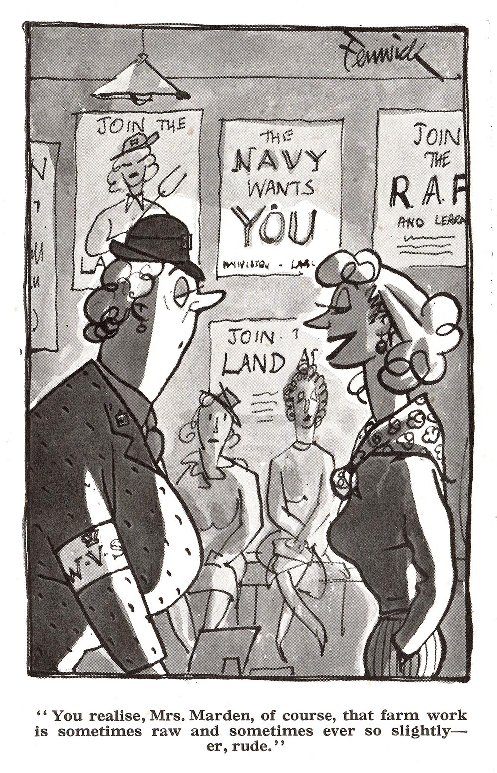 You Realise Miss Marden Cartoon, from 'Men Only', January 1940, Volume 25