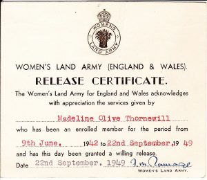 Madeline Olive Thornewill WLA Release Certificate