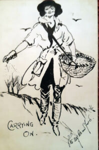 World War One Land Girl Sketch Postcard