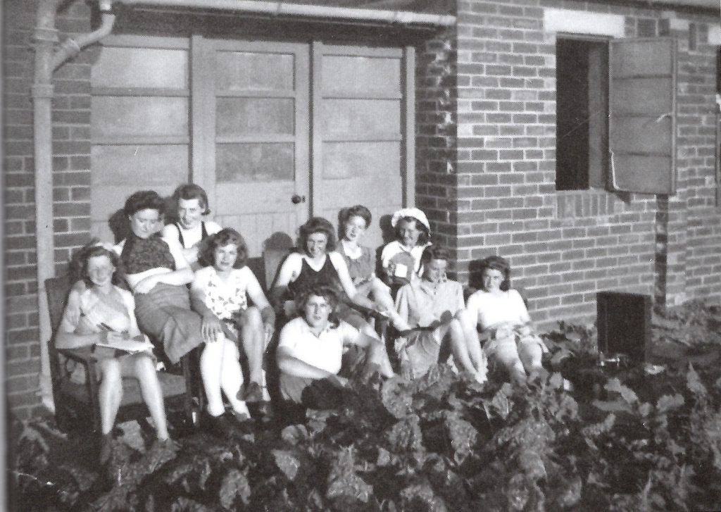 Land Girls outside Ripon Hostel, run by the YWCA.