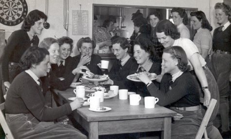 the dining room in use at Milton Ernest hutment hostel, Bedfordshire