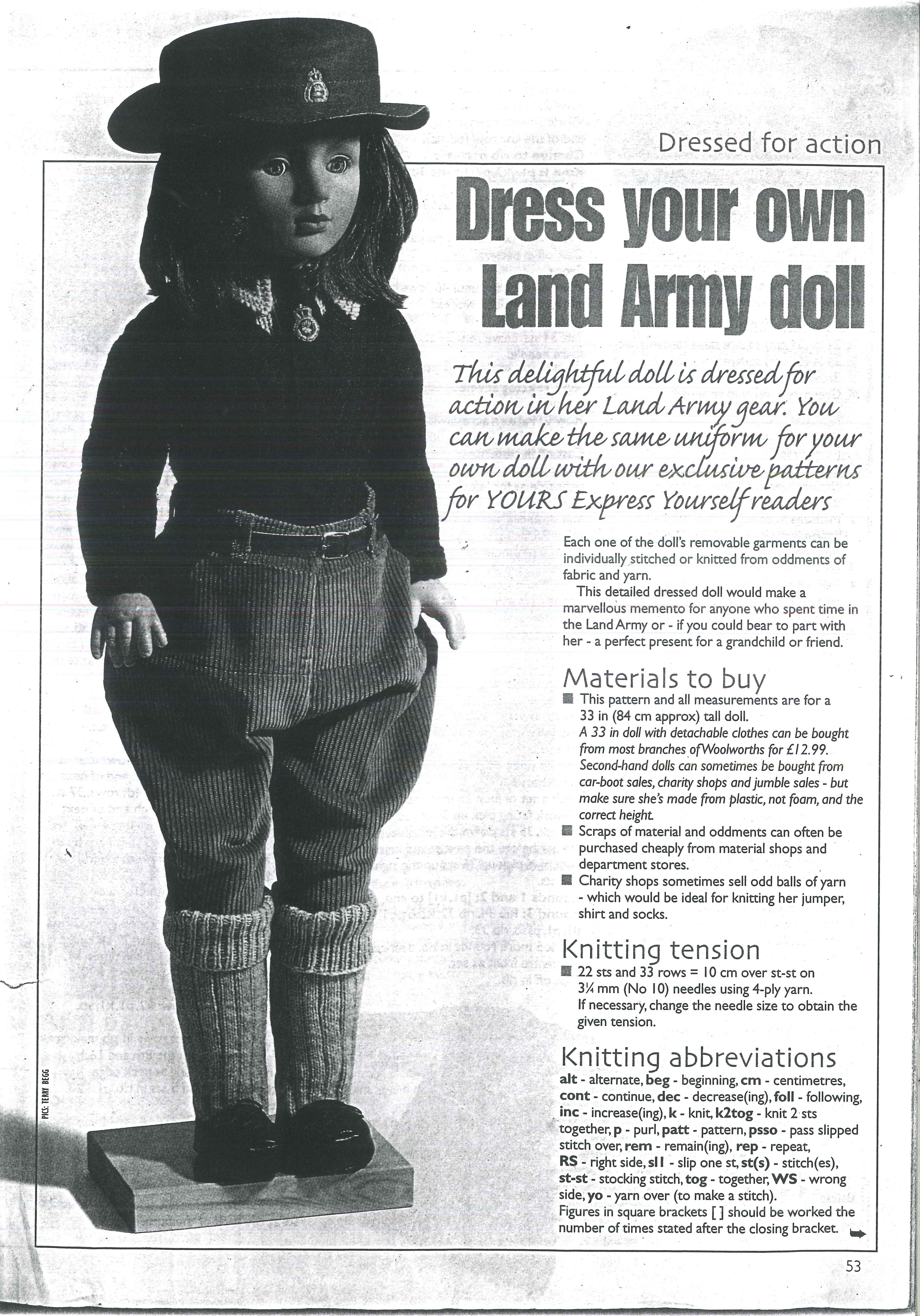 knitted army doll