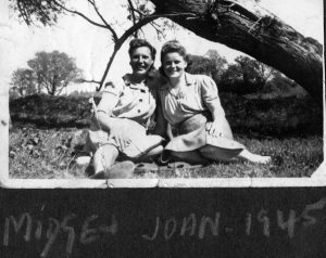 Land Girls Midge and Joan Maunder on 5th June 1944