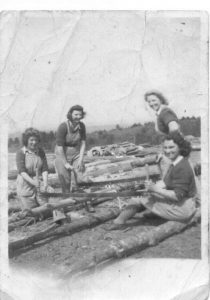 Gwyneth Mary Edwards(left standing)with her friend Megan(Standing right)