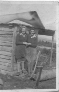 Gwyneth Mary Edwards( on right) in WTC Vaynol Estate North Wales around 1943