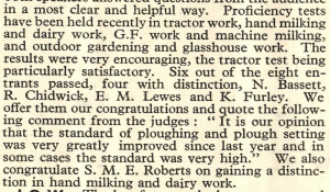 K Furley mentioned in The Land Girl, August 1945, p.14