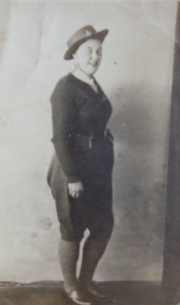 Joycelyn Betty Theobald (née Mumford) in the WLA uniform when she was 19 years old in 1945.