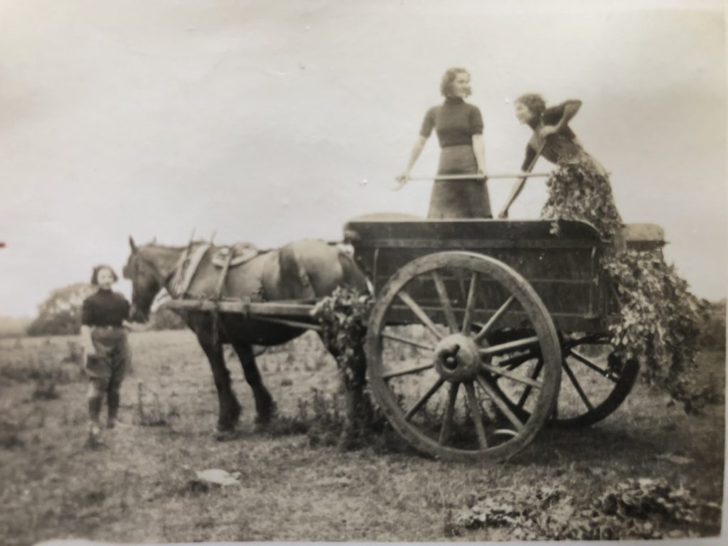 Jean Birtles with fellow Land Girls