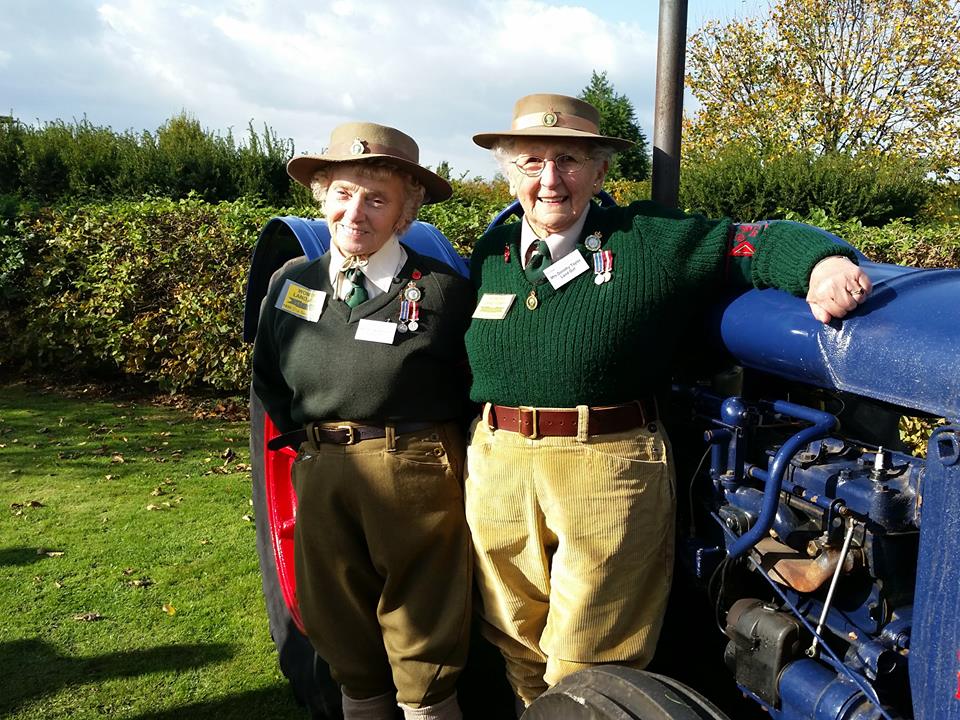 Iris Newbould with Dorothy Taylor at the unveiling of the Women's Land Army and Women's Timber Corps memorial.