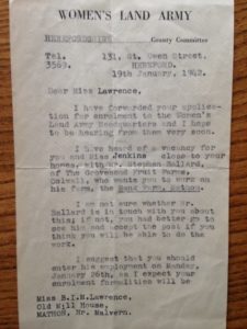 Lawrence Enrolment Letter, January 1942