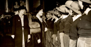 Queen Elizabeth The Queen Mother meeting Land Girls in March 1940 featured