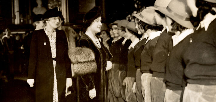 Queen Elizabeth The Queen Mother meeting Land Girls in March 1940 featured