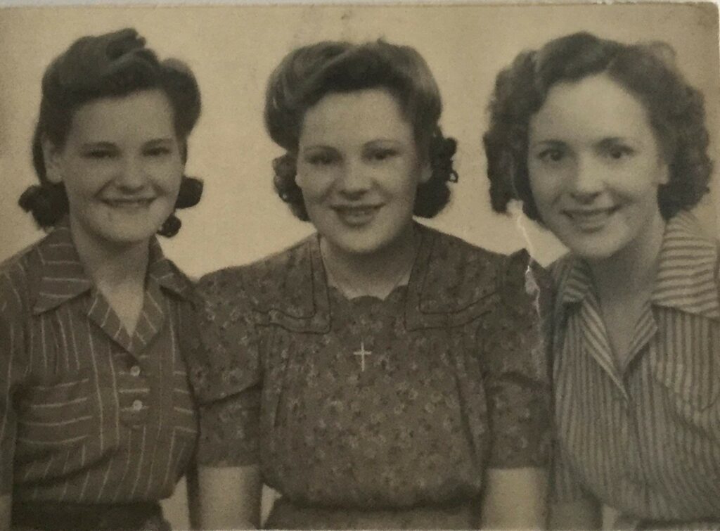 Edna Kitchen, Margaret Kitchen and Lilian Kitchen, three sisters in the WLA, July 1944