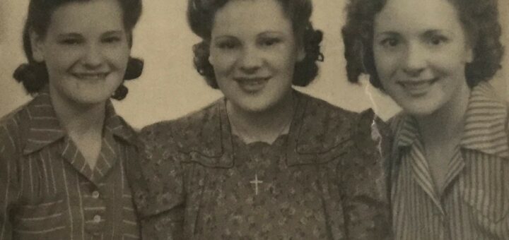 Edna Kitchen, Margaret Kitchen and Lilian Kitchen, three sisters in the WLA, July 1944