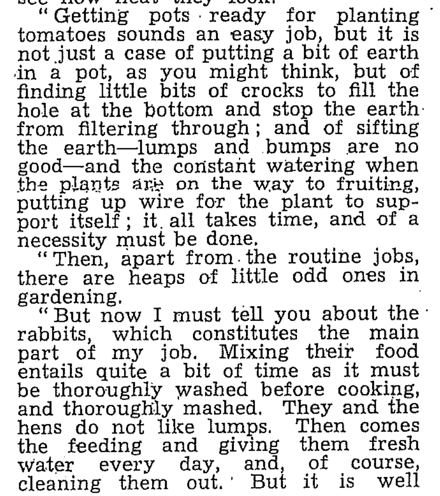 Stella Hallums writes on her vegetable gardening days at Lelant, for the Cornwall WLA monthly newsletter in October 1942.