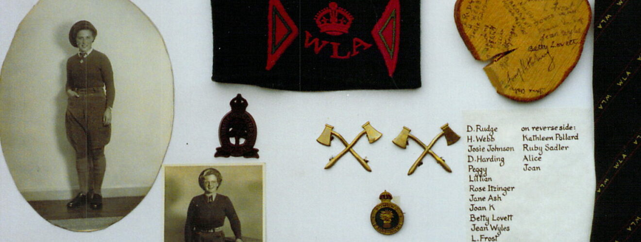 A selection of items from Joy's time in the Women's Timber Corps.