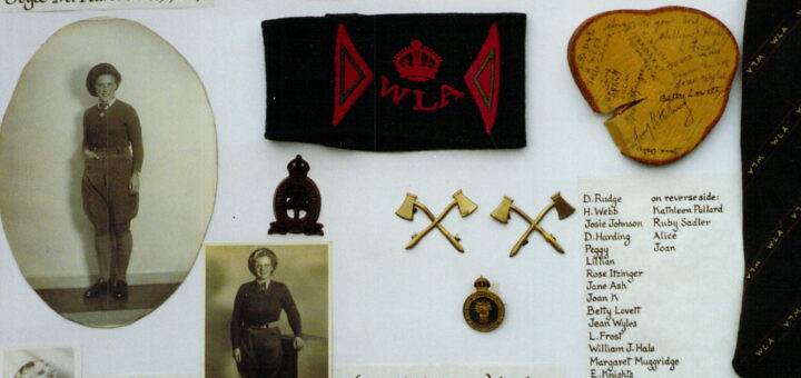 A selection of items from Joy's time in the Women's Timber Corps.