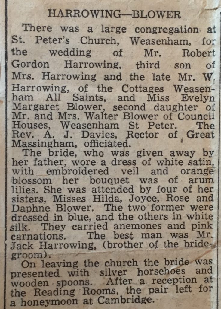 Evelyn Harrowing wedding