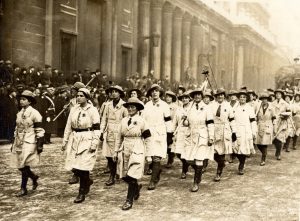 A parade of First World War Land Girls