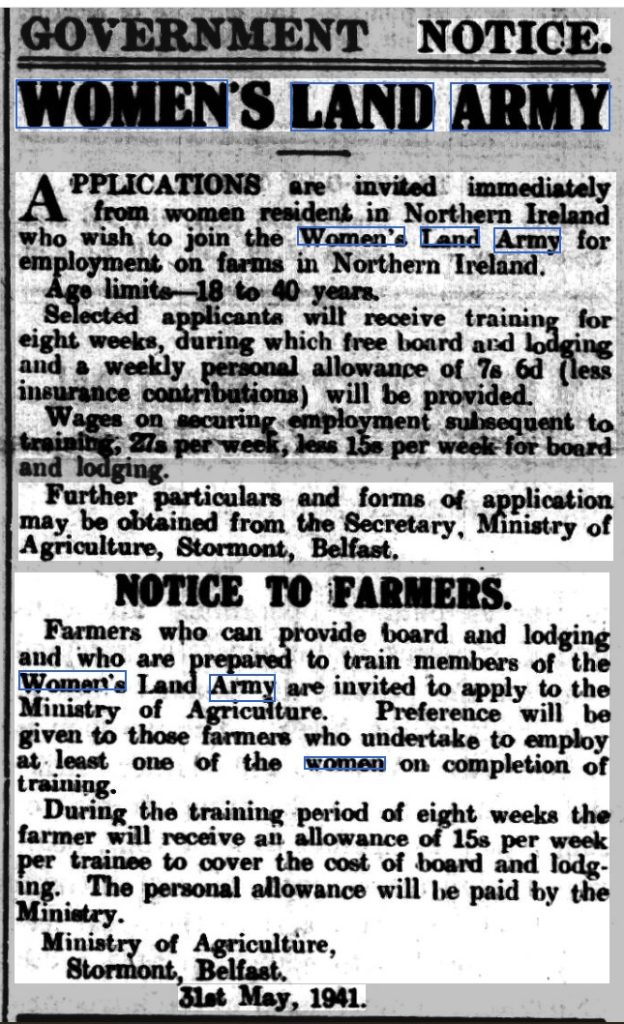 An article published in the Londonderry Sentinel in Northern Ireland on 5th June 1941.